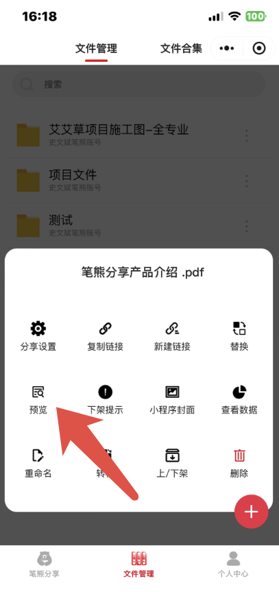 文件操作菜单中的预览入口